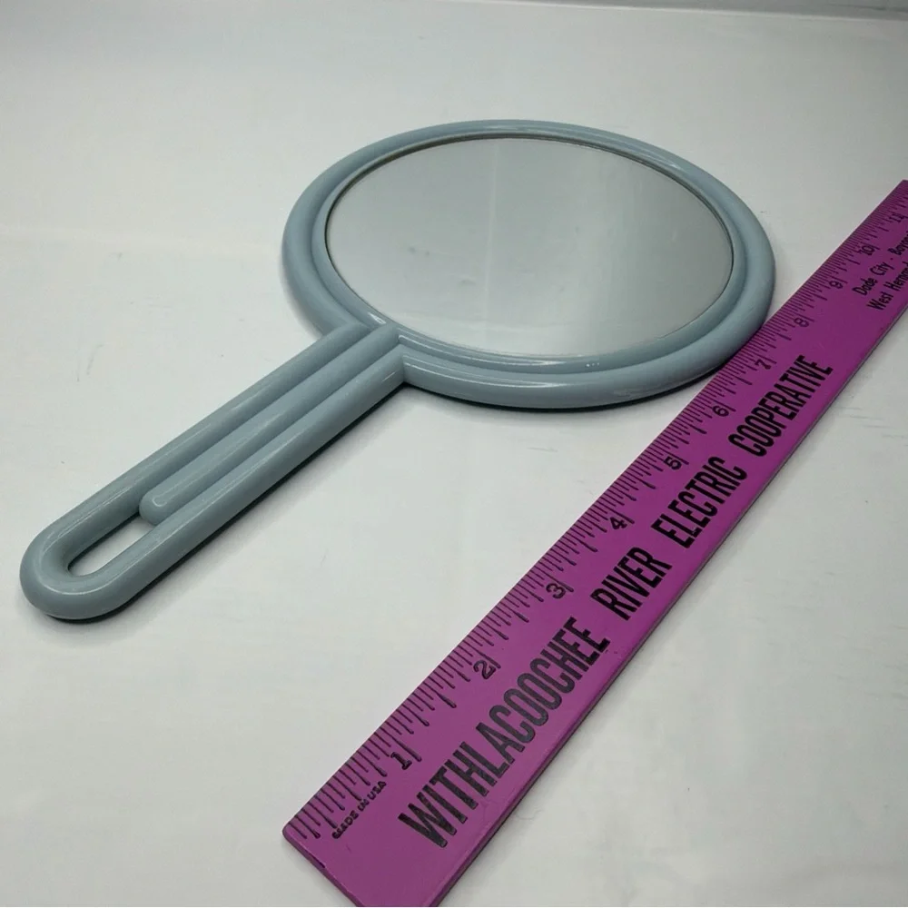 Vintage Round Powder Blue Handheld Mirror